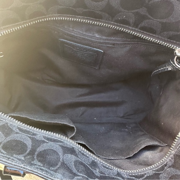 Coach Black Lurex Jacquard Signature C Studded Tote Shoulder Handbag F12853 READ - Picture 9 of 11